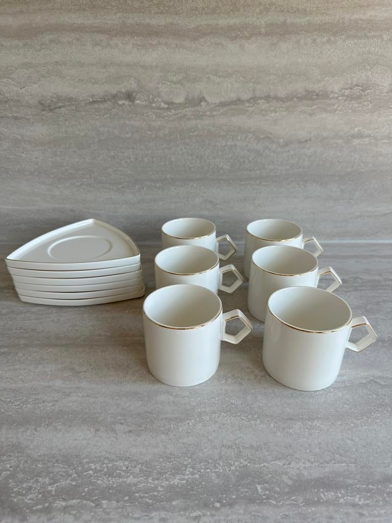 Karaca porselein koffiekopjesset 6 personen - Heerhugowaard, Ophalen, Zo goed als nieuw, Overige stijlen, Kop(pen) en/of Schotel(s)