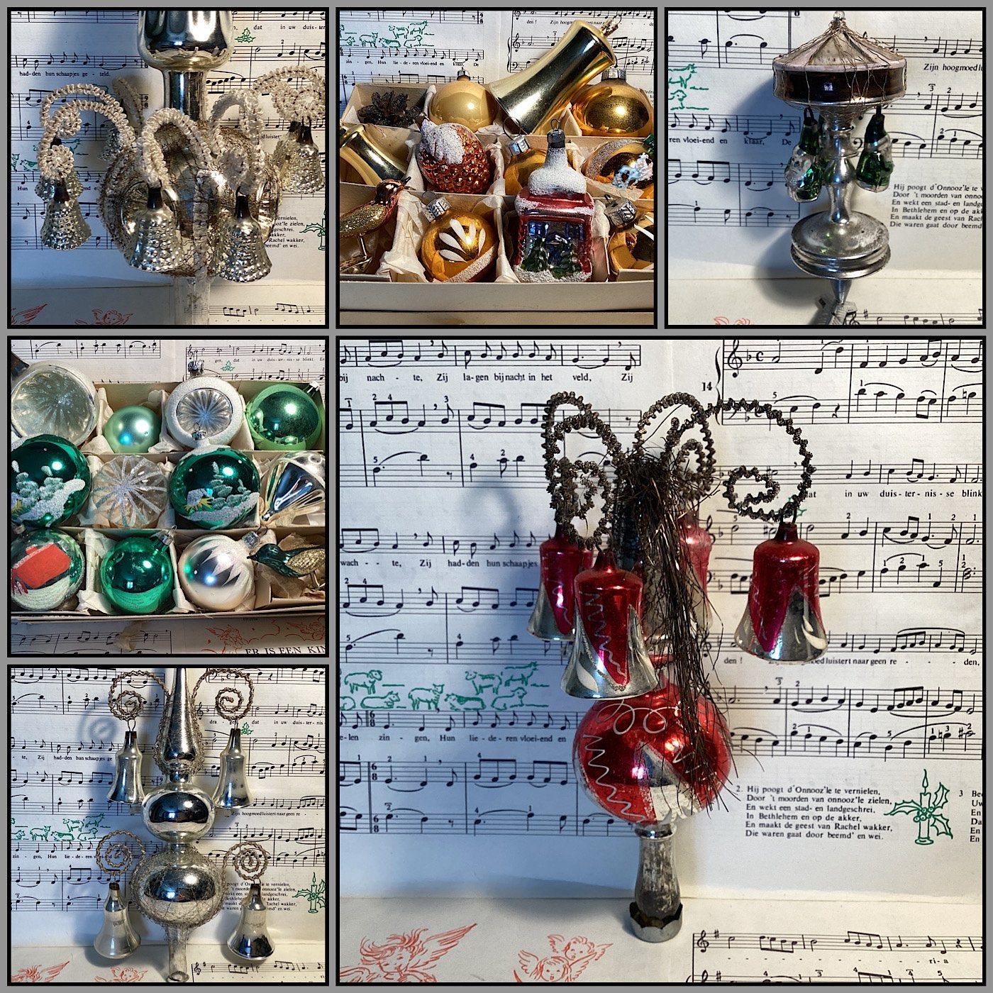 Oude kerstballen, pieken,verzameldozen,losse kerstbalfiguren, Diversen, Kerst, Ophalen of Verzenden, Gebruikt