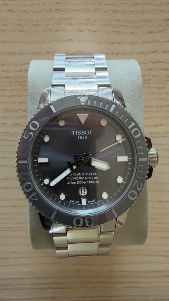Tissot - Seastar powermatic - Grey dial, Ophalen, Zo goed als nieuw, Staal, Overige merken