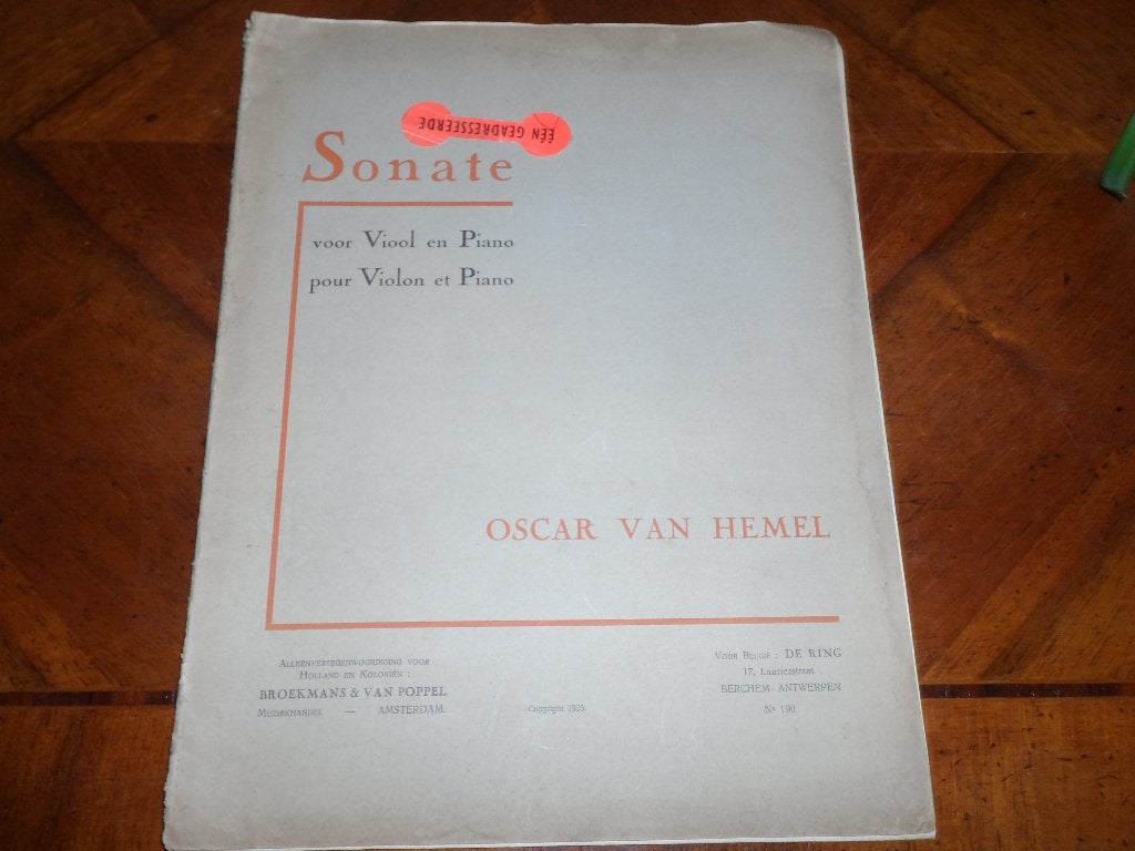 Oscar van hemel - sonate voor viool / piano, Gebruikt, Klassiek, Ophalen of Verzenden, Viool of Altviool
