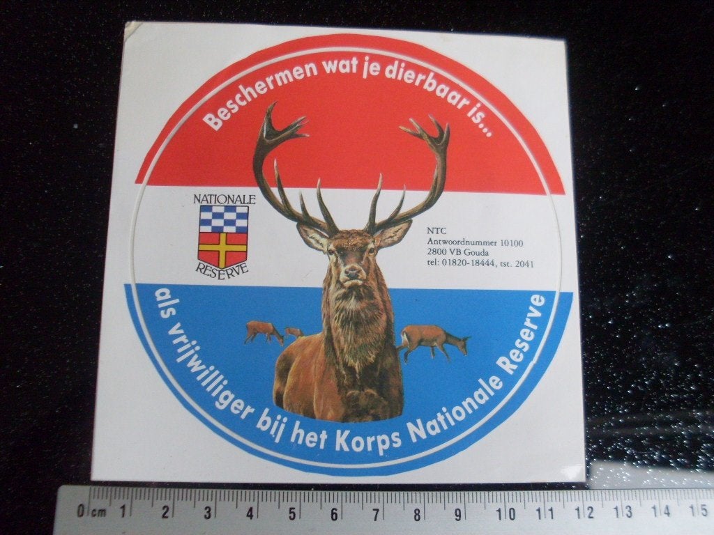 4x sticker korps nationale reserve logo leger army embleem, Verzamelen, Verzenden, Zo goed als nieuw, Bedrijf of Vereniging