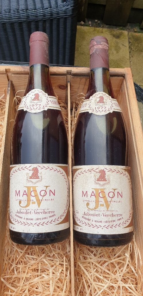 2 x Macon Jaboulet Vercherre 1977, Verzamelen, Frankrijk, Nieuw, Ophalen of Verzenden, Rode wijn