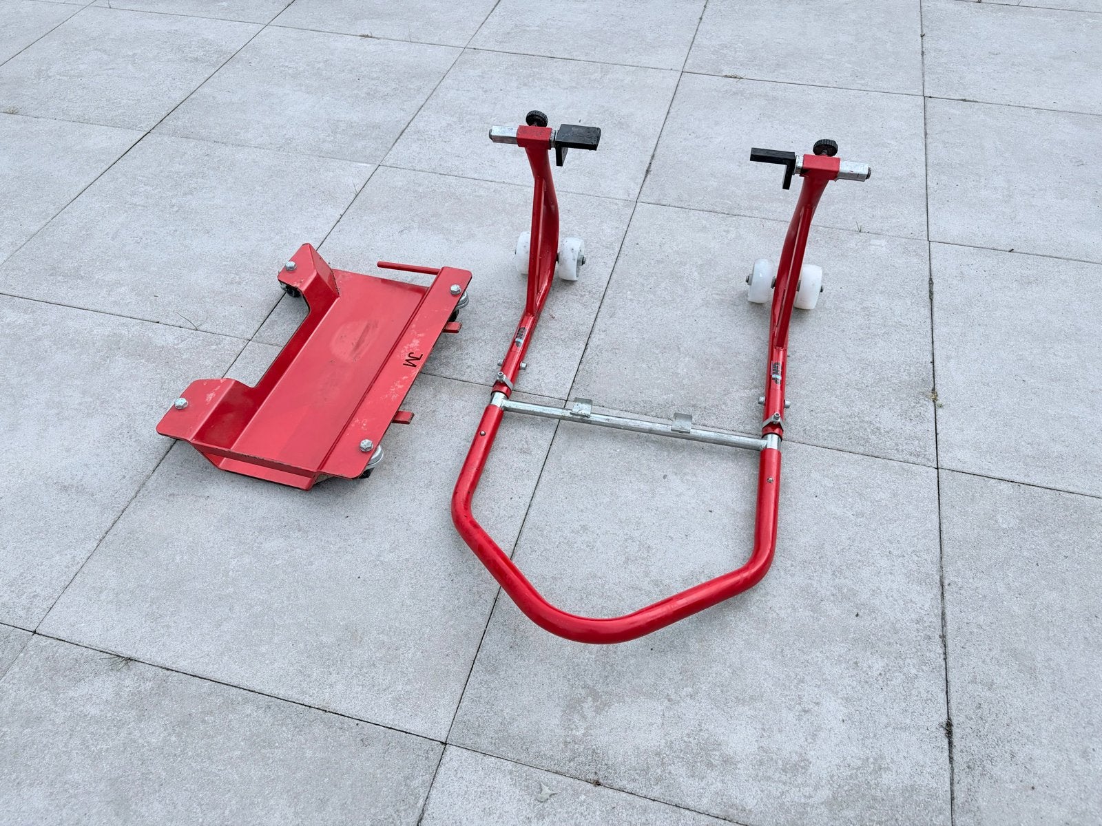 Motorfiets paddockstand en mover set / motormover, Ophalen, Gebruikt