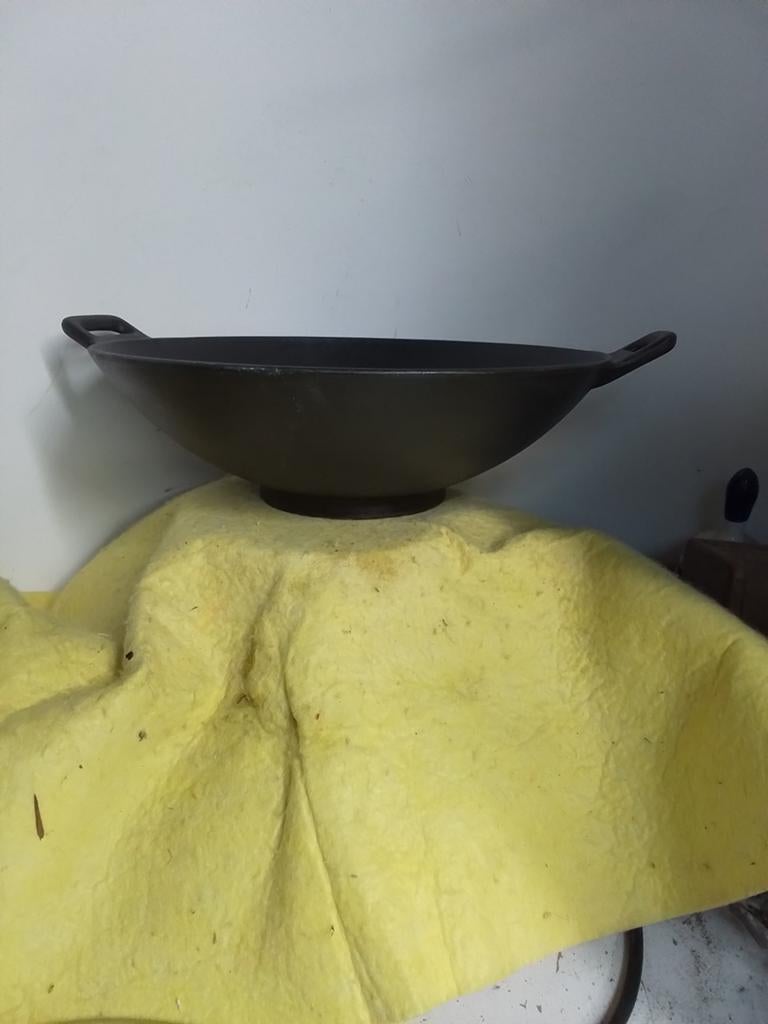 15197) mooie grote wok/sudderpan rond 33cm met deksel, Ophalen of Verzenden, Wok