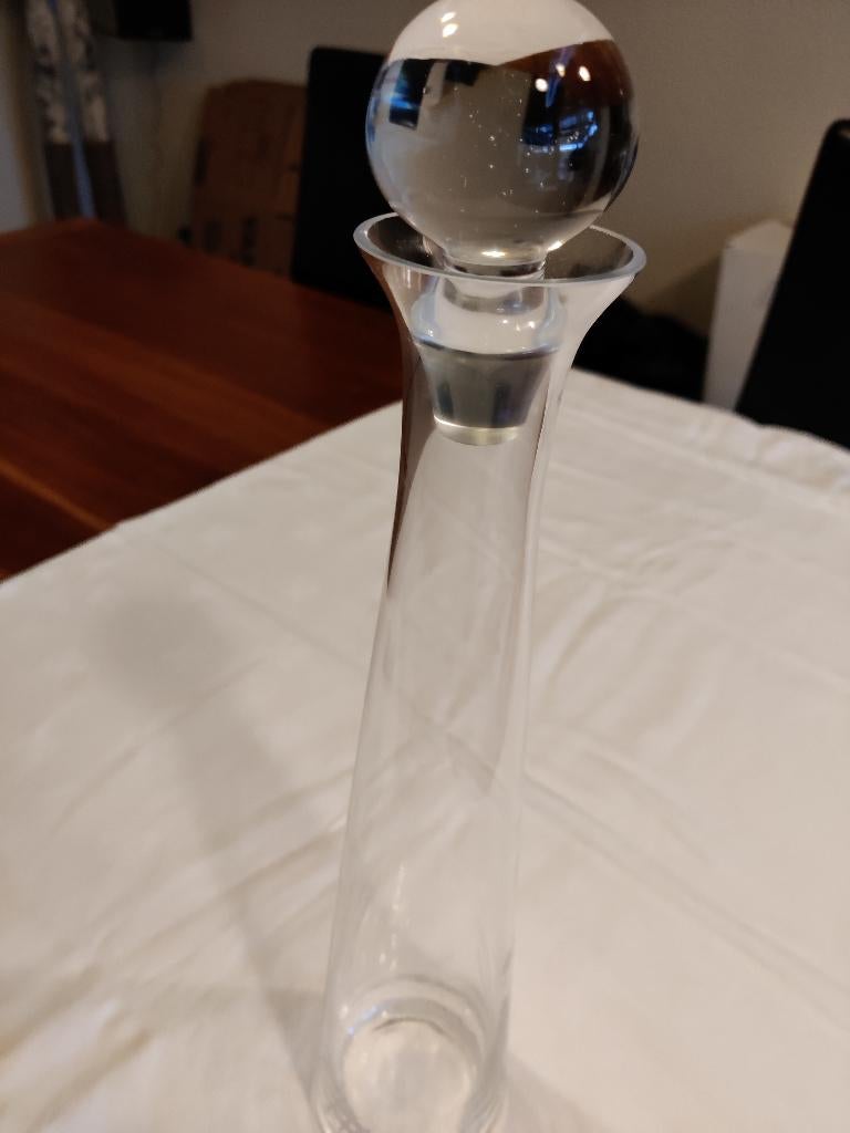 Fraaie glazen water stolpfles met inscriptie, 40 cm hoog, Huis en Inrichting, Woonaccessoires | Stolpen, Ophalen of Verzenden