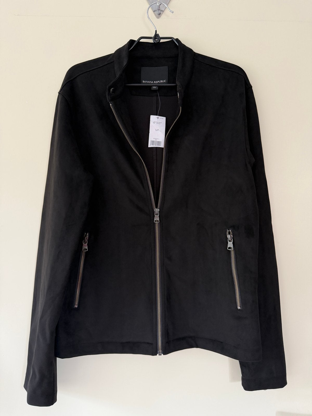 Banana Republic Men’s vegan suede Moto Jacket maat S/P, Ophalen of Verzenden, Nieuw, Maat 46 (S) of kleiner, Zwart