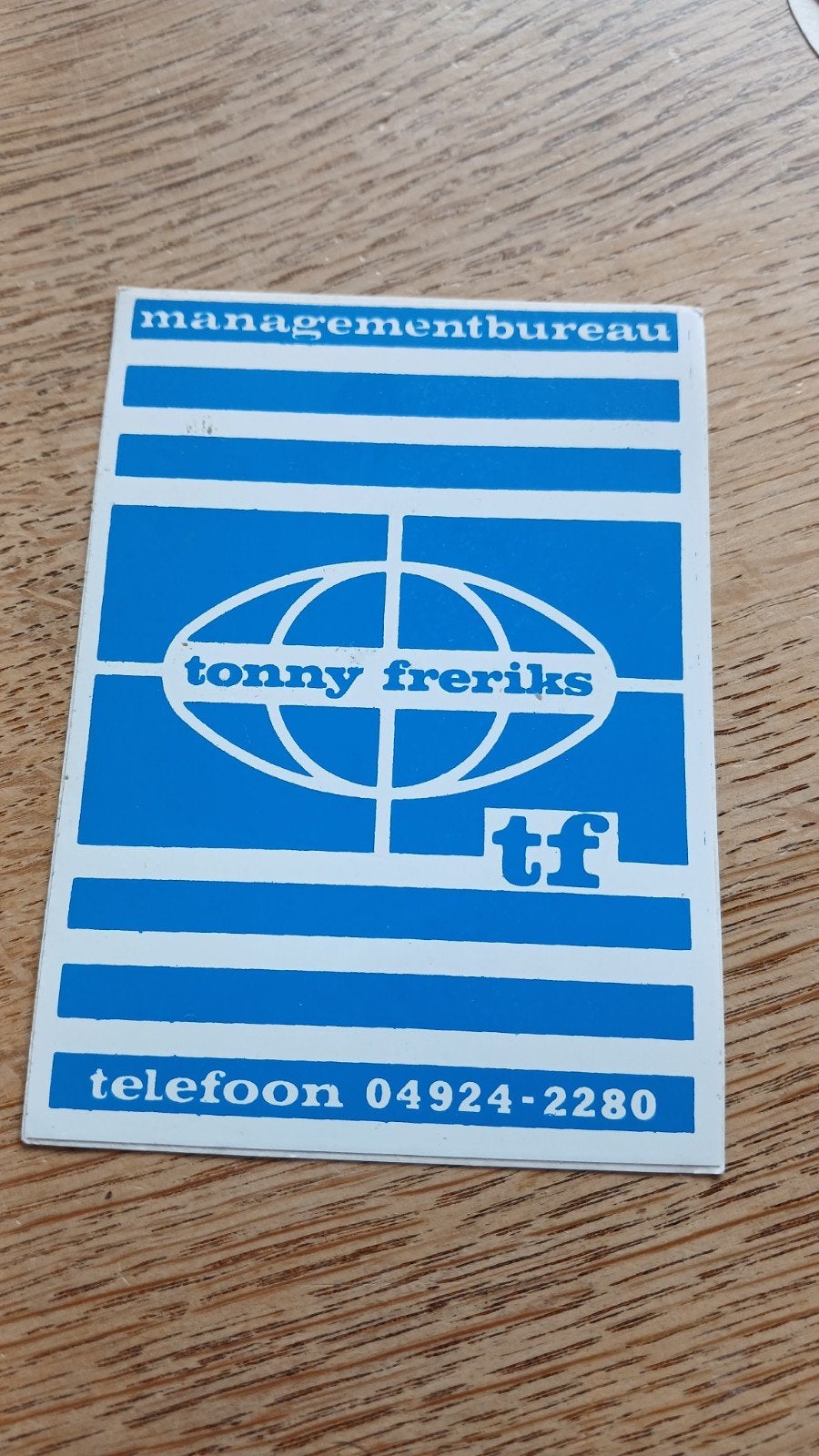 Sticker Managementbureau Tonny Freriks, BAKEL 04924-, Ophalen of Verzenden, Zo goed als nieuw