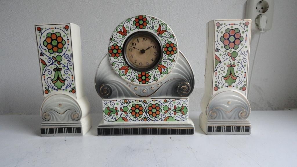 Klokkenstel, antiek, porselein, Ophalen of Verzenden