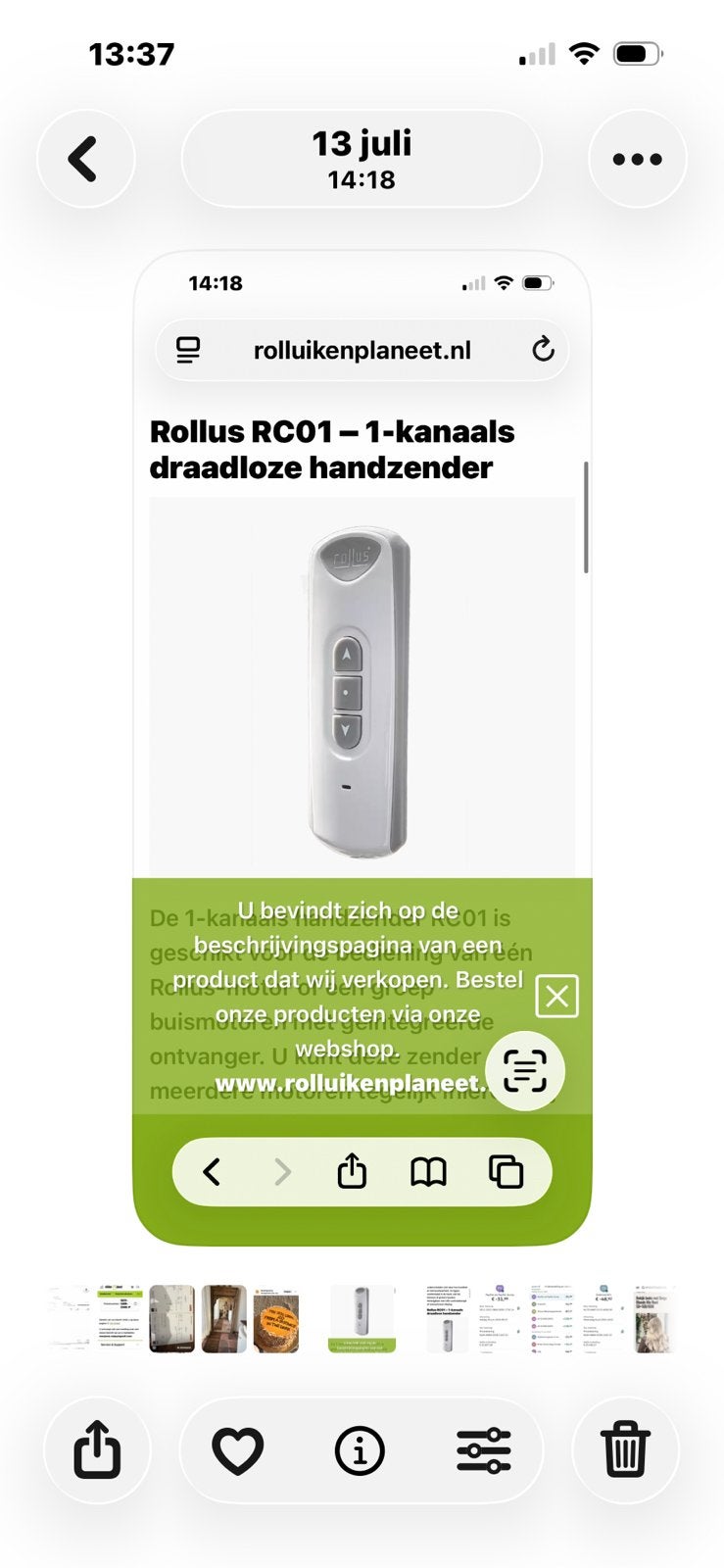 Rollusrc01 afstandsbediening gezocht, Ophalen of Verzenden, Zo goed als nieuw, Overige typen
