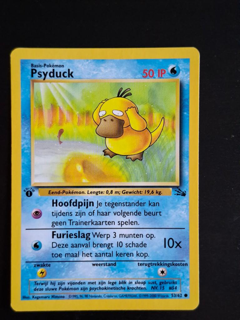 1st editie NL - Psyduck (53/62) - Fossil, Ophalen of Verzenden, Zo goed als nieuw, Losse kaart