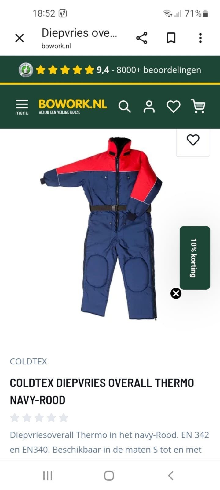Goldtex Diepvries Overall Thermo Navy-Rood Maat XL Nieuw, Ophalen of Verzenden, Nieuw, Maat 56/58 (XL), Rood