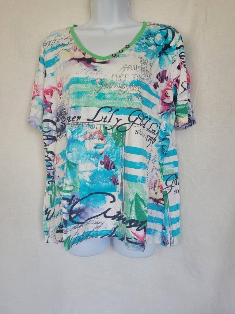 Vrolijk dames t-shirt met glitter mt XL merk Canda, Blauw, ., Maat 46/48 (XL) of groter, Ophalen of Verzenden