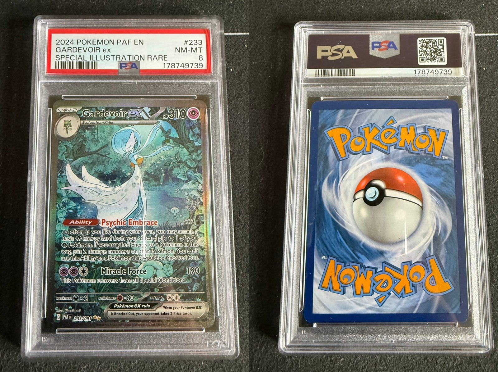 Gardenvoir ex Paldean Fates PSA 8, Ophalen of Verzenden, Nieuw, Losse kaart, Foil