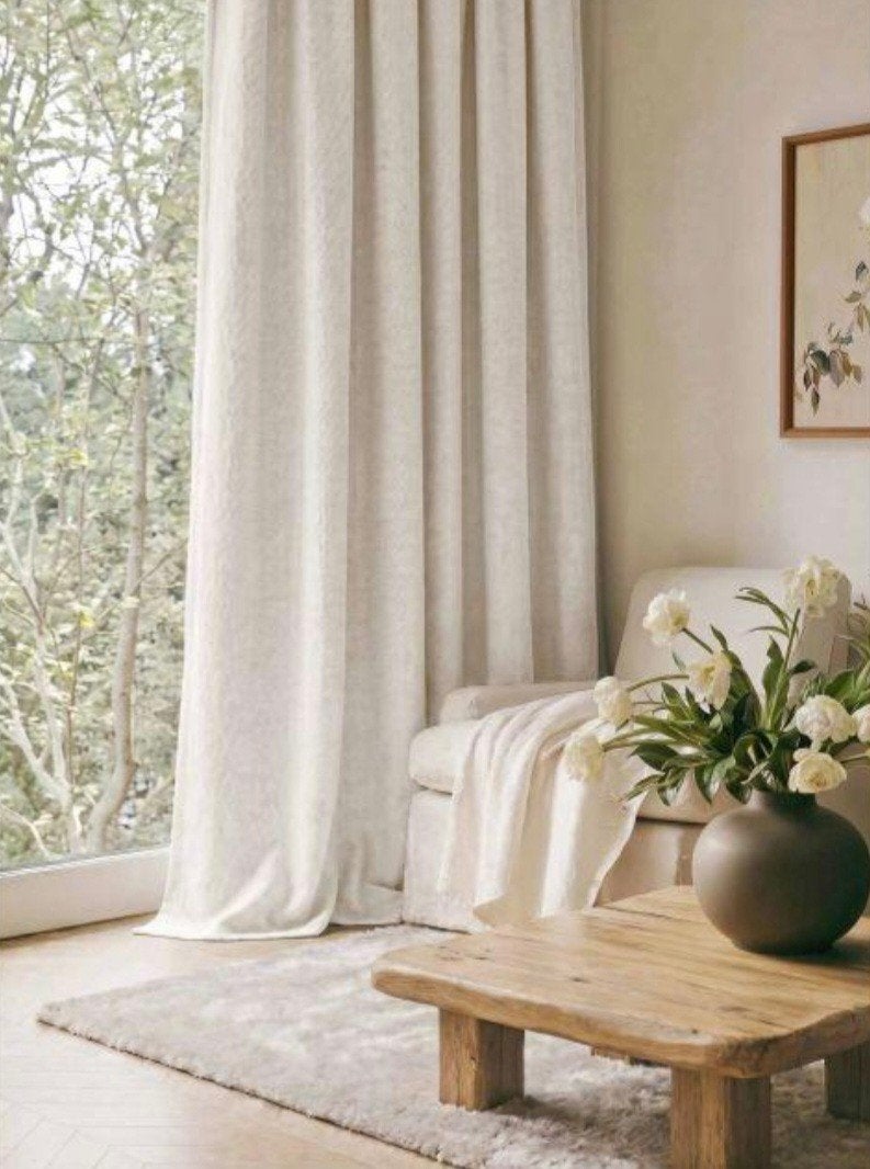 Offwhite soepelvallende nieuwe gordijnen 5.20 m, Ophalen, Nieuw