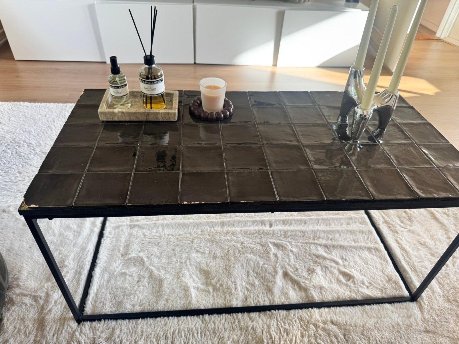 Salontafel zwarte tegels gratis afhalen, Huis en Inrichting, Ophalen, Gebruikt, 50 tot 100 cm, 100 tot 150 cm