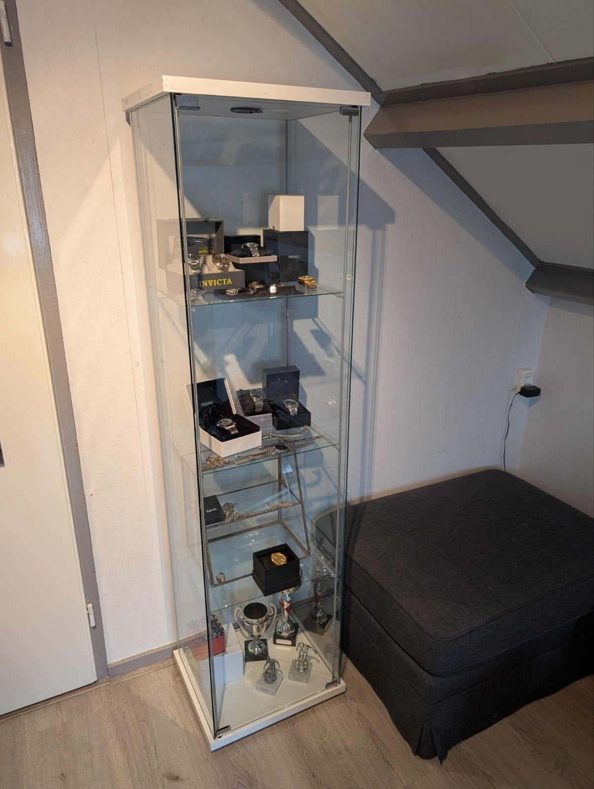 Vitrine kast, Huis en Inrichting, Kasten | Vitrinekasten, Ophalen, 50 tot 100 cm, Zo goed als nieuw, 150 tot 200 cm