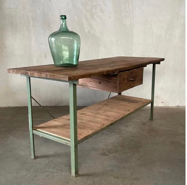 Oude werkbank, vintage toonbank, oud dressoir, keuken, Antiek en Kunst, Curiosa en Brocante, Ophalen