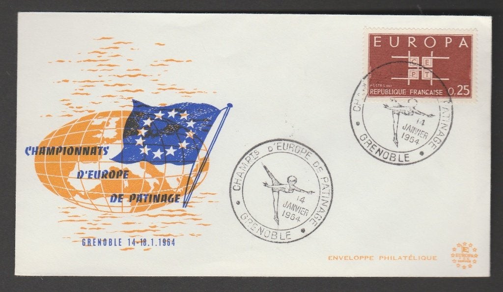 Frankrijk - FDC Michelnr 1450 - cept 1963, EK schaatsen, Ophalen of Verzenden, Postfris