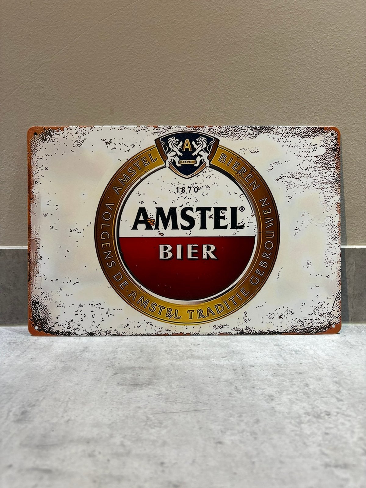 Mancave Bar Café Wanddecoratie metalen bordje Amstel bier, Verzamelen, Ophalen of Verzenden, Zo goed als nieuw, Reclamebord, Plaat of Schild