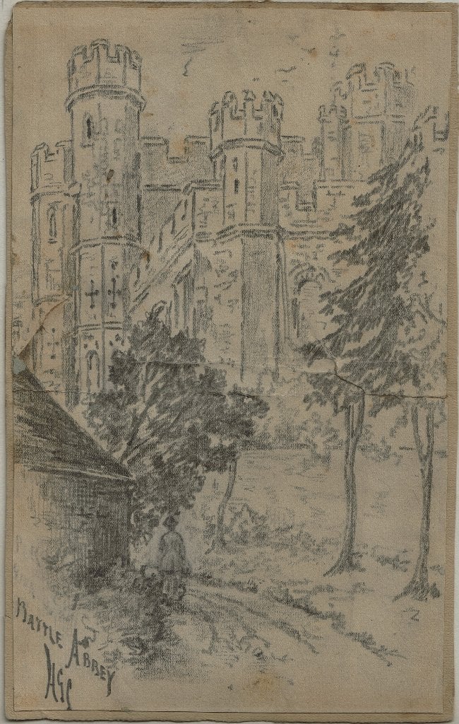 Monogram HGS potloodtekening "Battle Abbey", met oplegvel, Ophalen, Tekening, Potloodtekening, Gesigneerd