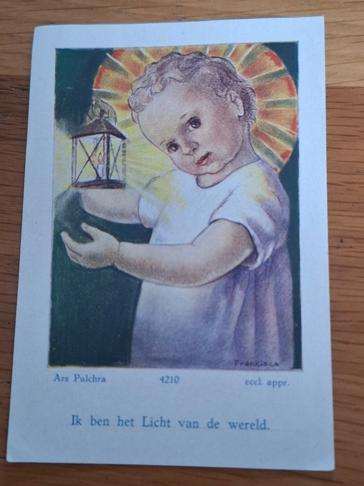 Vintage Devotieprentje Kindje Jezus Ars Pulchra 4210 Oblaten, Ophalen of Verzenden