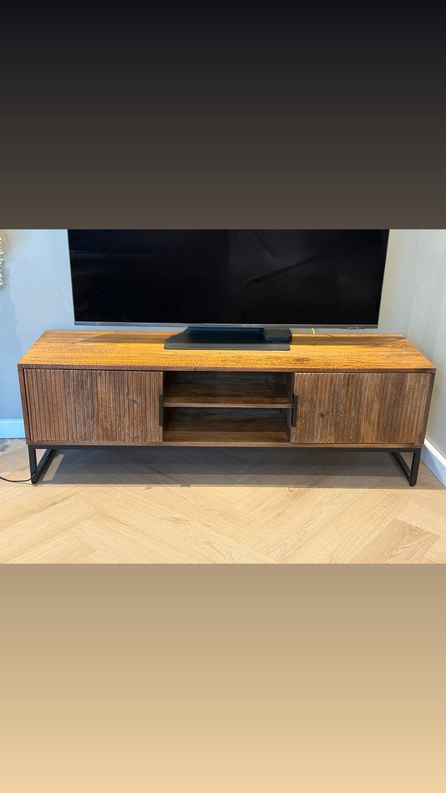 Mango houten tv meubel, Ophalen, 100 tot 150 cm, Zo goed als nieuw, Minder dan 100 cm