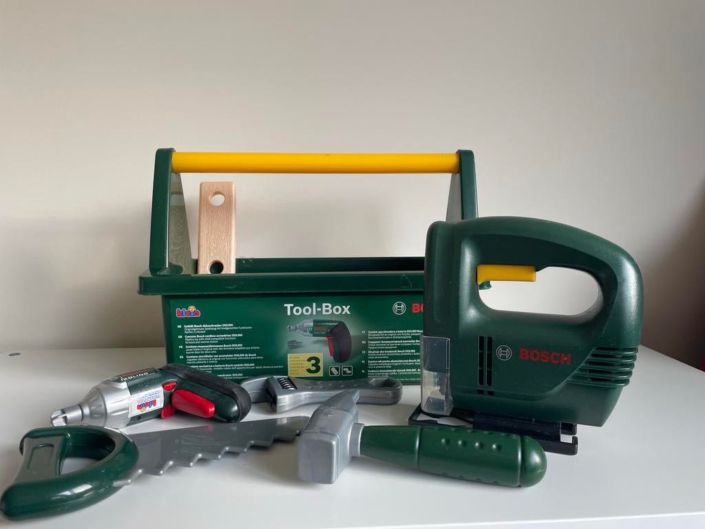 Bosch Mini Tool-Box met speelgoedgereedschap, Ophalen, Zo goed als nieuw, Bouwen