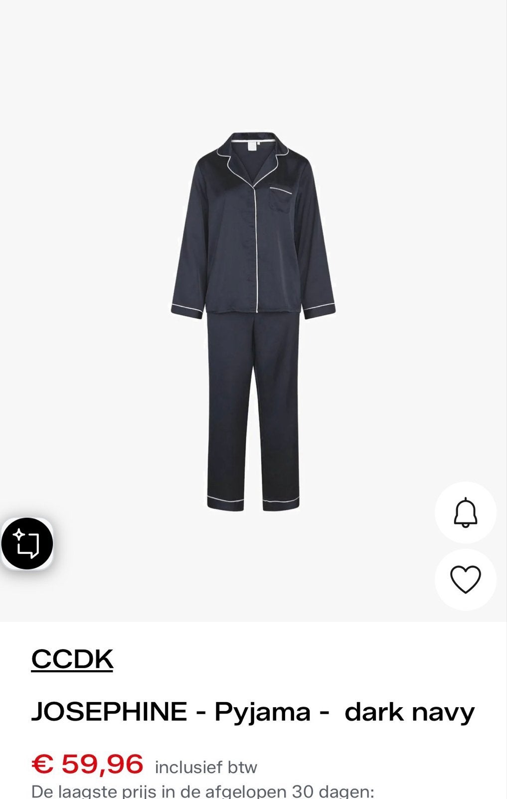 Ccdk pyjama maat XL - Donkerblauw met witte bies, Ophalen of Verzenden, Zo goed als nieuw, Maat 46/48 (XL) of groter