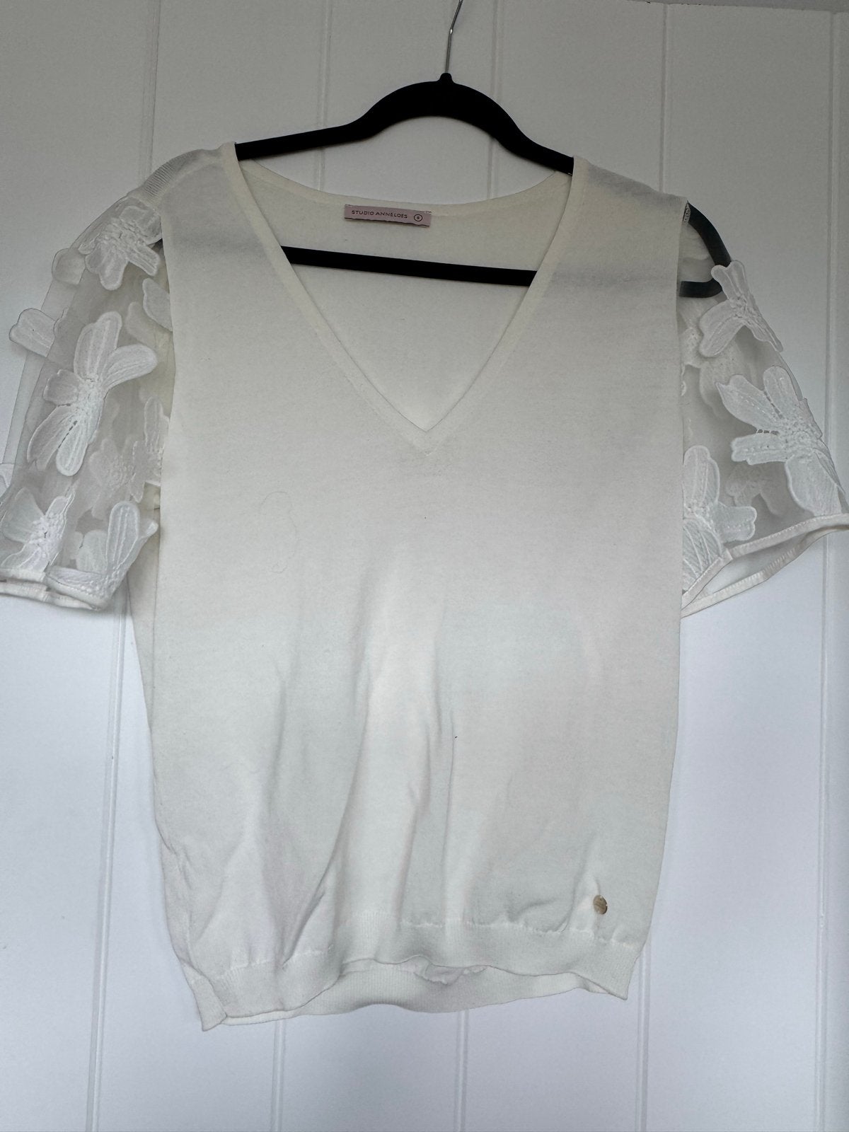 Studio Anneloes top S wit met kanten mouw, Wit, Ophalen of Verzenden, Korte mouw, Maat 36 (S)