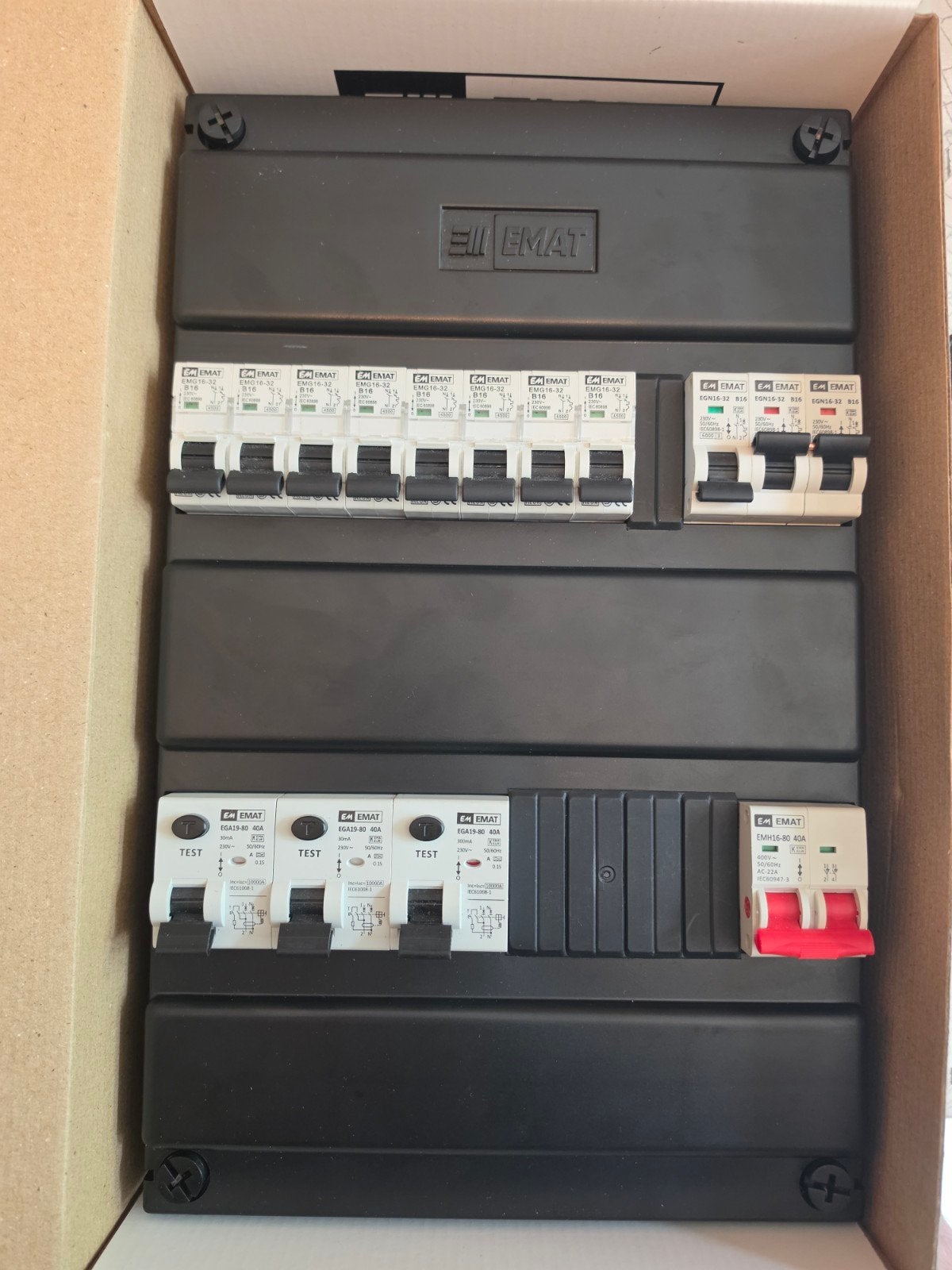 EMAT 1 of 3 fase groepenkast 9 groepen en kookgroep *NIEUW*, Doe-het-zelf en Verbouw, Elektra en Kabels, Ophalen of Verzenden