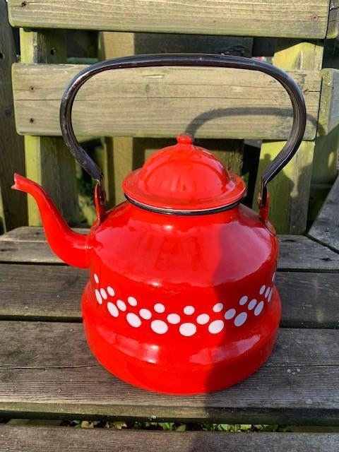 Emaille rode theepot, Antiek en Kunst, Antiek | Emaille, Ophalen of Verzenden