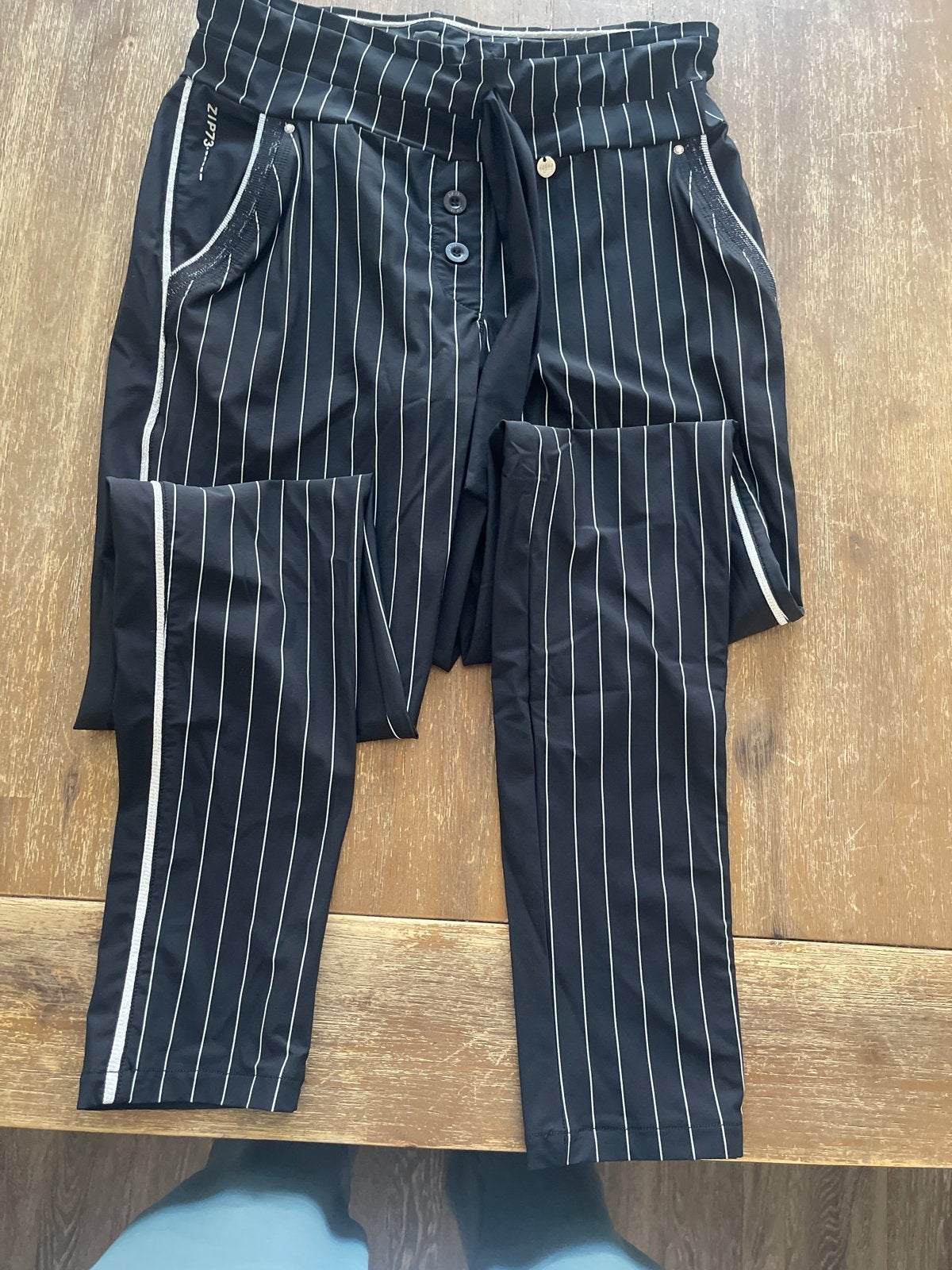 ZIP73 Gestreepte Broek - Maat 36 (S), Kleding | Dames, Zwart, Ophalen of Verzenden, Zo goed als nieuw, Maat 36 (S)