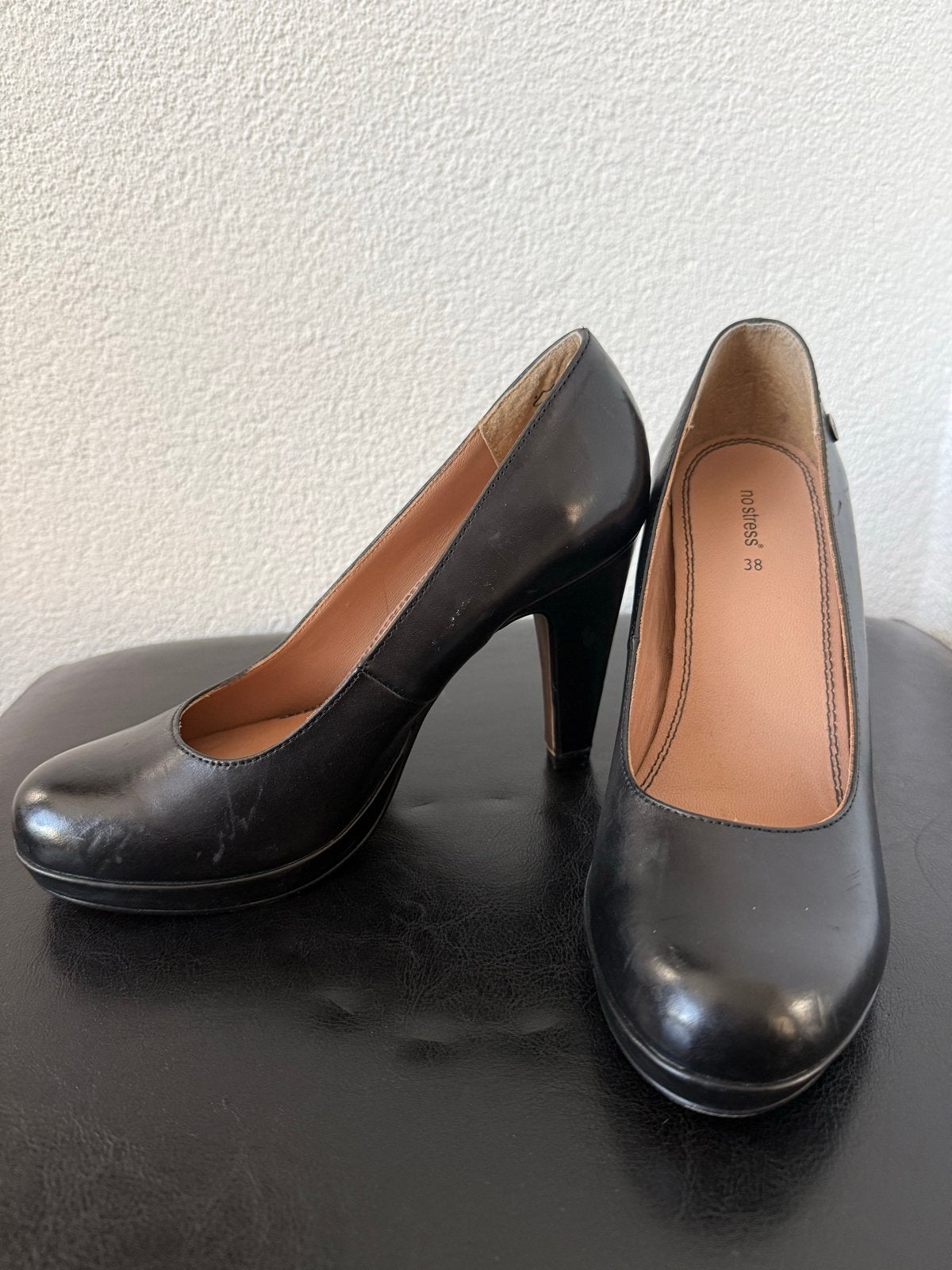 No Stress Leren Pumps - Zwart - Maat 38 - ZGAN, Ophalen of Verzenden, Zo goed als nieuw, Zwart, Pumps