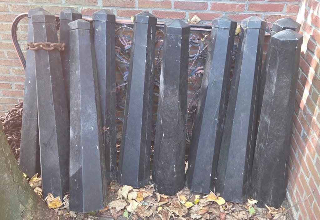 11x aluminium parkeerpaaltjes / Amsterdammertjes (Zeskantig), Ophalen, Gebruikt, Minder dan 180 cm, Palen