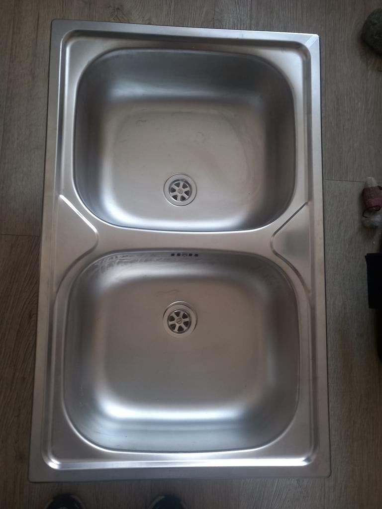 Dubbele inbouw rvs wasbak, Ophalen of Verzenden, 25 tot 50 cm, 50 tot 100 cm, Minder dan 100 cm