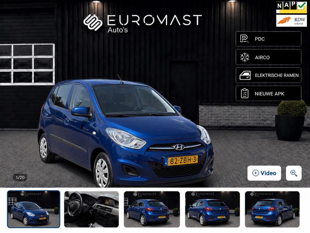 Hyundai I10 1.0 i-Drive Cool Airco 5d Elektrische Ramen Nieu, Auto's, Hyundai, Voorwielaandrijving, Euro 5, Stof, Gebruikt