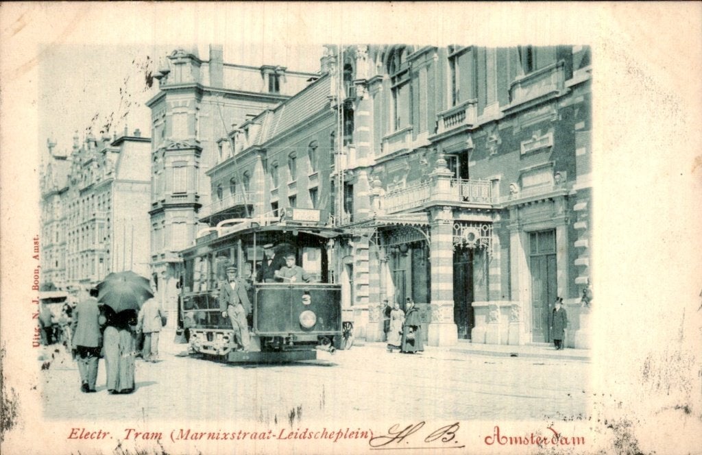 Amsterdam - Tram - Marnixstraat-Leidscheplein, Ophalen of Verzenden, Voor 1920, Gelopen, Noord-Holland