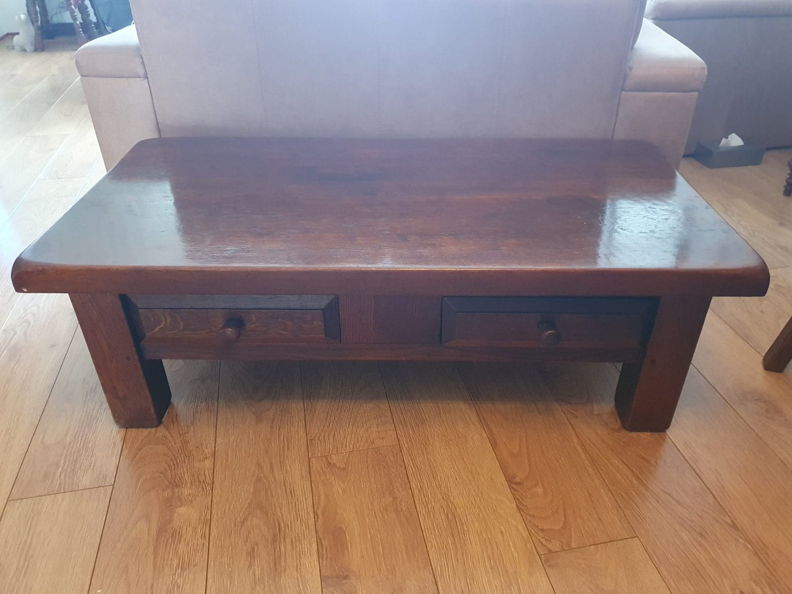 Mooie eiken salontafel, Ophalen, 100 tot 150 cm, 50 tot 100 cm, Zo goed als nieuw