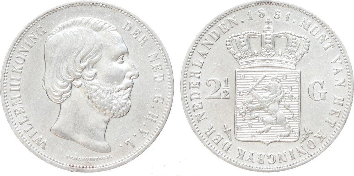 Rijksdaalder 1851 Willem III, Ophalen of Verzenden, Koning Willem III, 2½ gulden