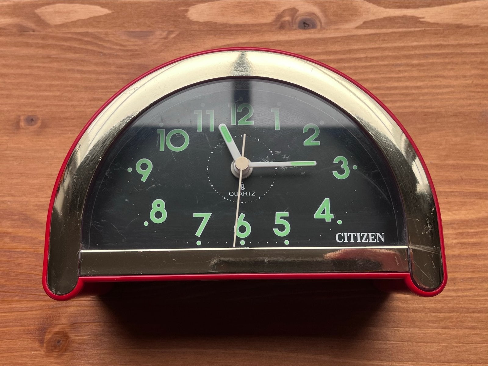 Vintage Citizen Klok en Wekker - Rood, Analoog, Gebruikt, Vintage, Analoog, Werkt op batterijen