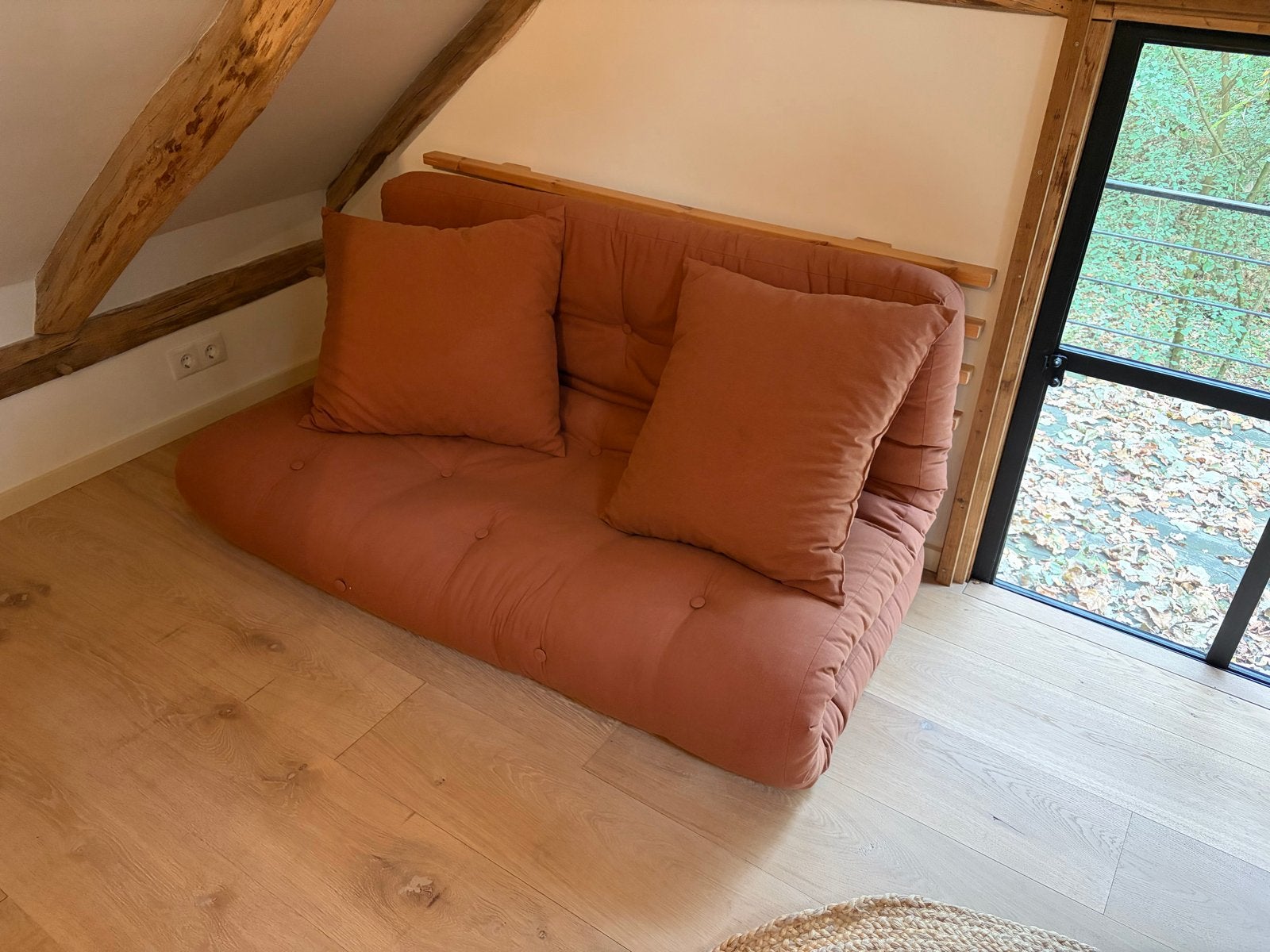 Karup slaapbank 140 cm breed - Futonbank, Ophalen, Gebruikt, Tweepersoons, 140 cm