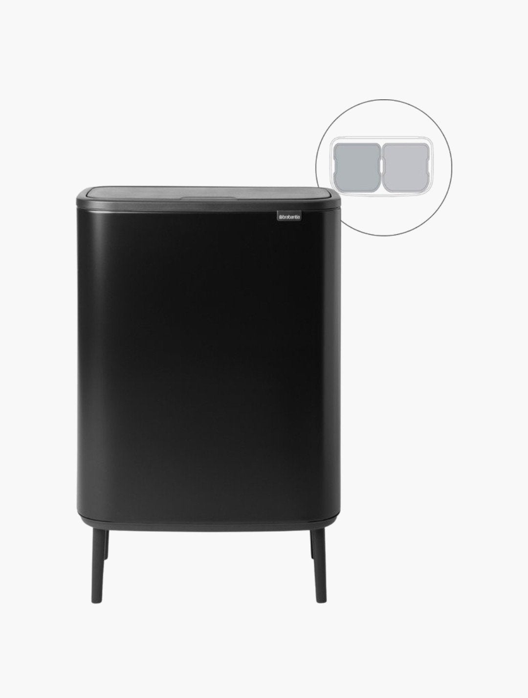 Brabantia Bo Touch Bin Hi - 2x30L - Matt Black, 40 liter of meer, Ophalen, Gebruikt, Metaal