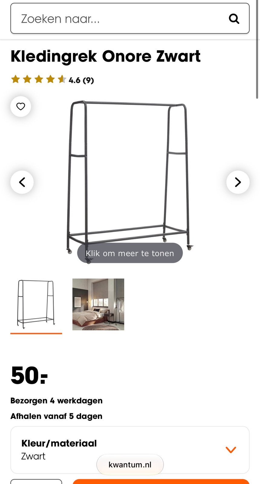 Kledingrek zwart, Ophalen of Verzenden, Zo goed als nieuw