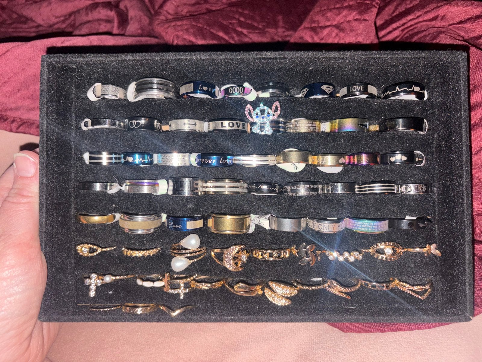 Grote collectie ringen, diverse stijlen en maten, Overige materialen, Gebruikt, Overige kleuren, Ophalen of Verzenden