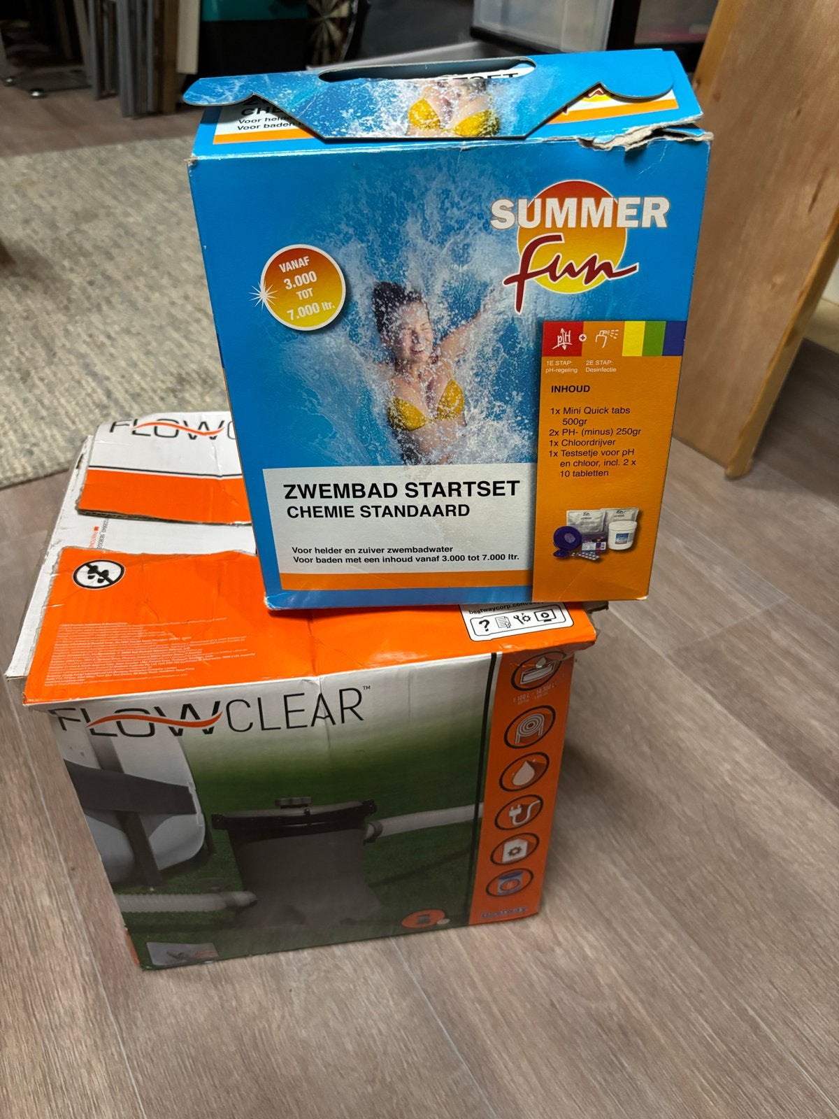 Zwembad pomp Flowclear + Startset Chemie Standaard, Tuin en Terras, Ophalen of Verzenden, Zo goed als nieuw, Zwembadpomp