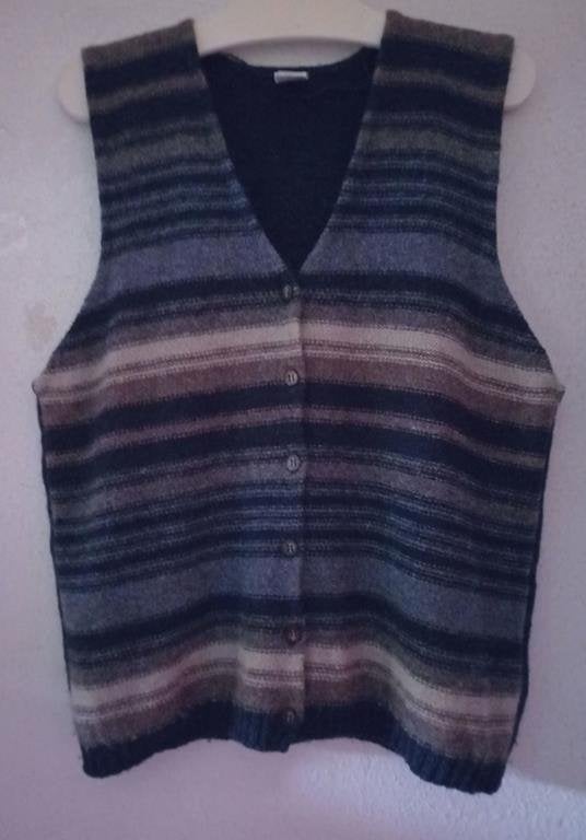 Vintage Hema melée gebreid knit Shetland wol gilet spencer L, Ophalen of Verzenden, Zo goed als nieuw, Maat 42/44 (L), Overige kleuren