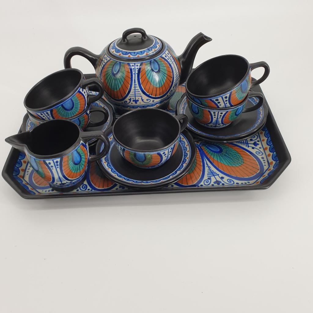 Platelen thee servies Gouda Holland model Clara en prachtig, Antiek en Kunst, Ophalen of Verzenden