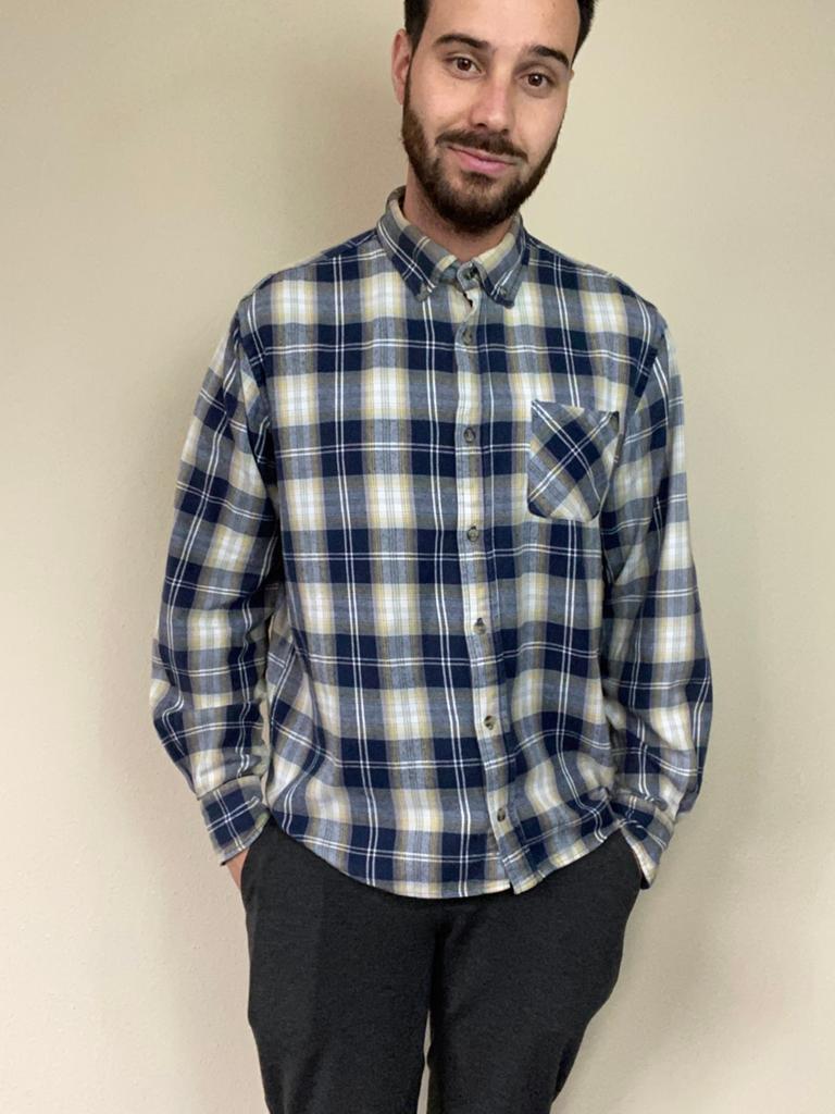 overhemd / shirt - geruit - flannel - S/small, Kleding | Heren, Overhemden, Gedragen, Halswijdte 38 (S) of kleiner, Blauw, Ophalen of Verzenden