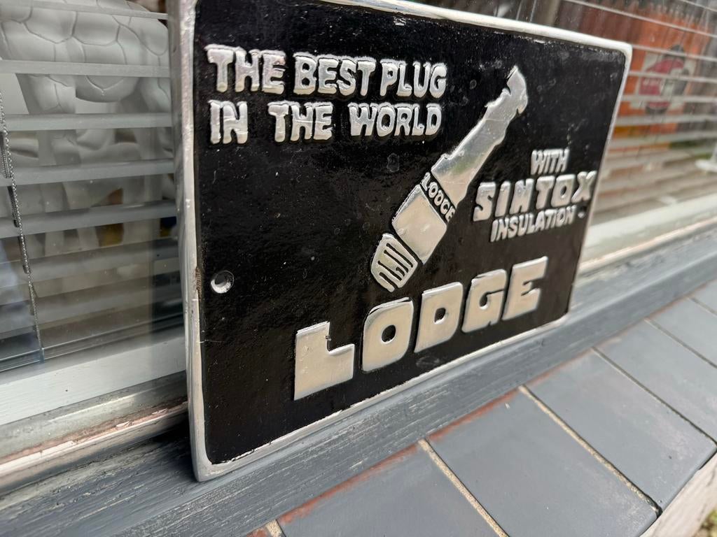 Vintage Lodge Bougie Reclamebord -beton Look, Verzamelen, Ophalen, Reclamebord, Gebruikt, .