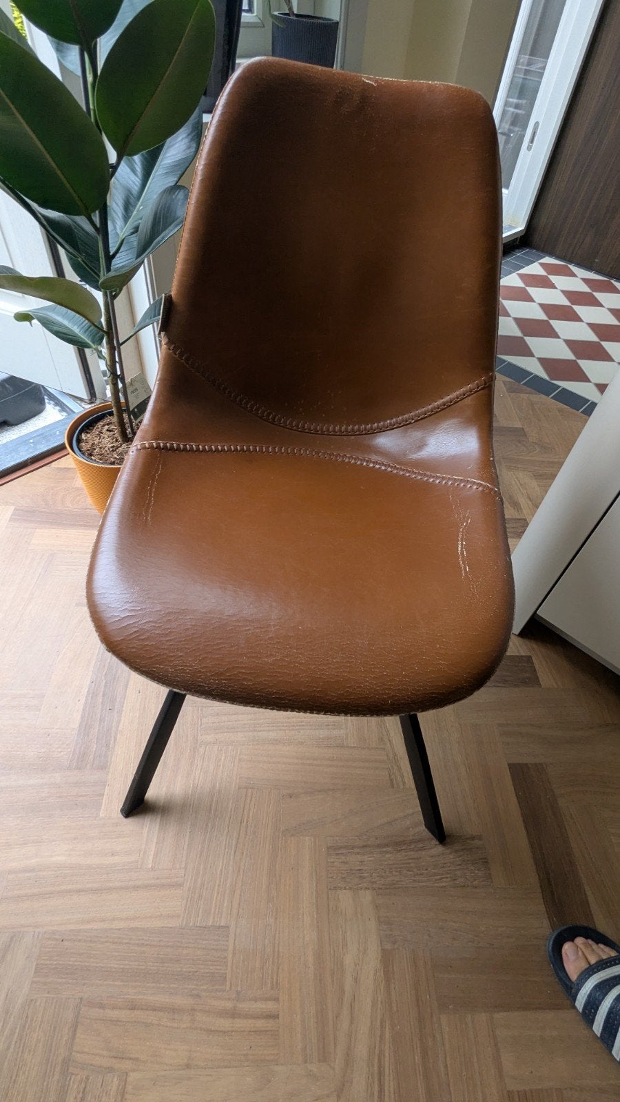Dutchbone Franky stoelen (6x), Huis en Inrichting, Ophalen, Gebruikt, Bruin, Overige materialen